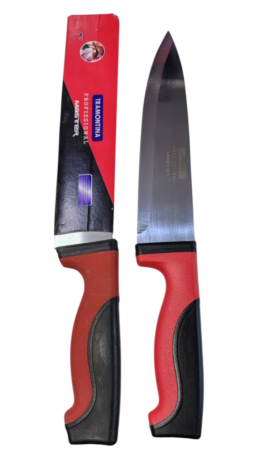 CUCHILLO 7 TRAMONTINA ROJO Y NEGRO